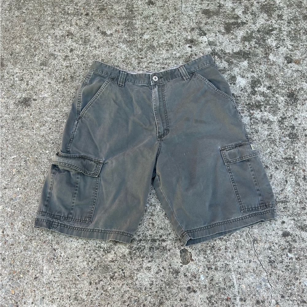 Izod Mens Cargo Shorts 30 Olive Green 100% Cotton Military Outdoor Wear 2641